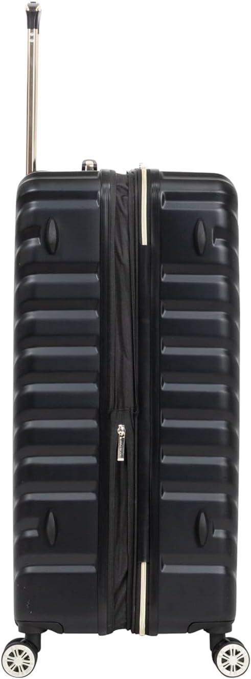 Square Lightweight Hardside Chevron Expandable Spinner Luggage, Black, 24-Inch Checked