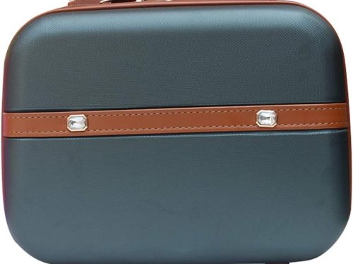 Mini Fashion Hard Shell Makeup Cosmetic Case Portable Suitcase Travel Luggage (Blackish green)