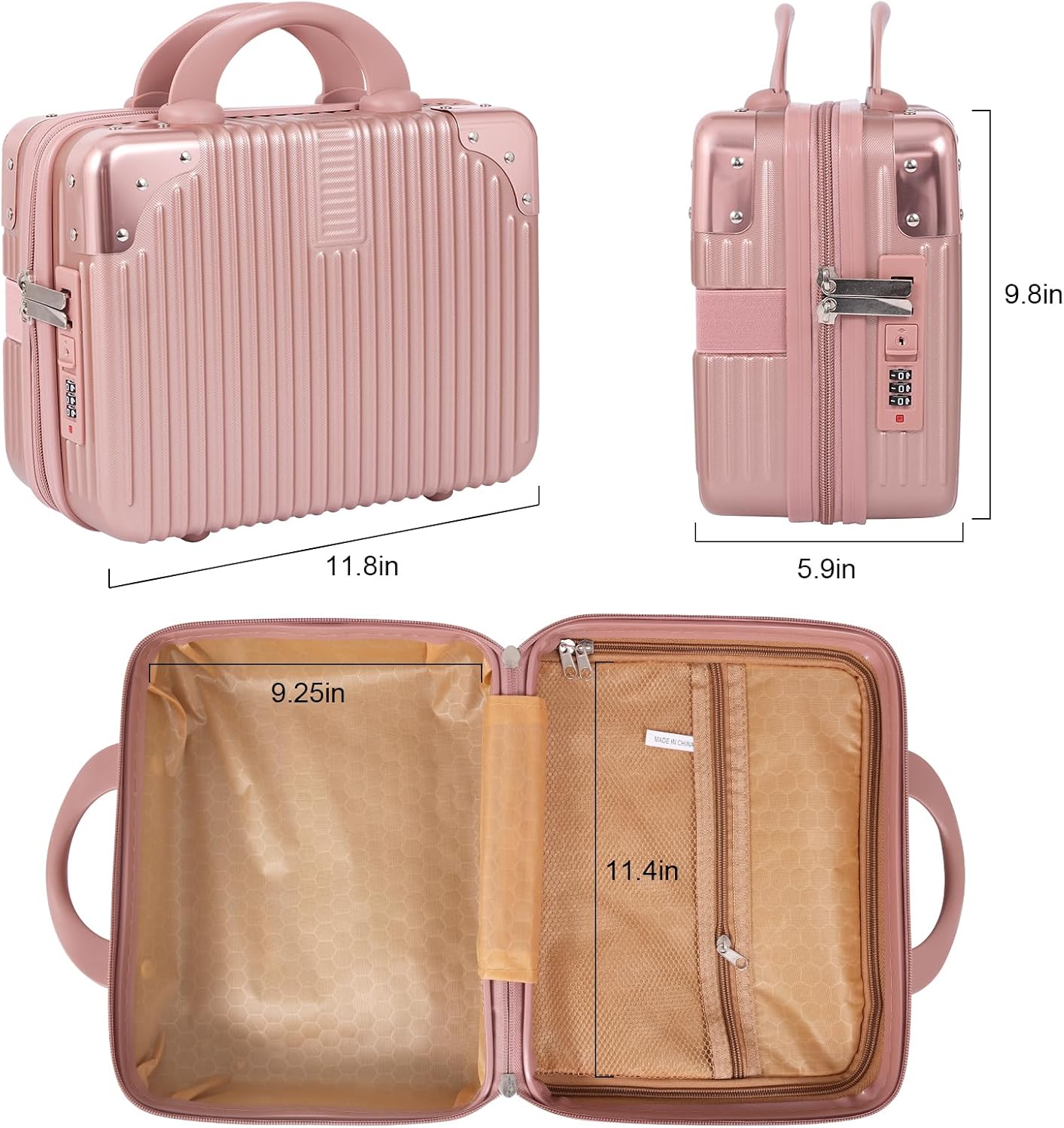 Portable Makeup Travel Case Hand Luggage, Mini Carrying Makeup Case Suitcase with Elastic Band, Bright Red, Makeup Bag Travel Cosmetic Bag